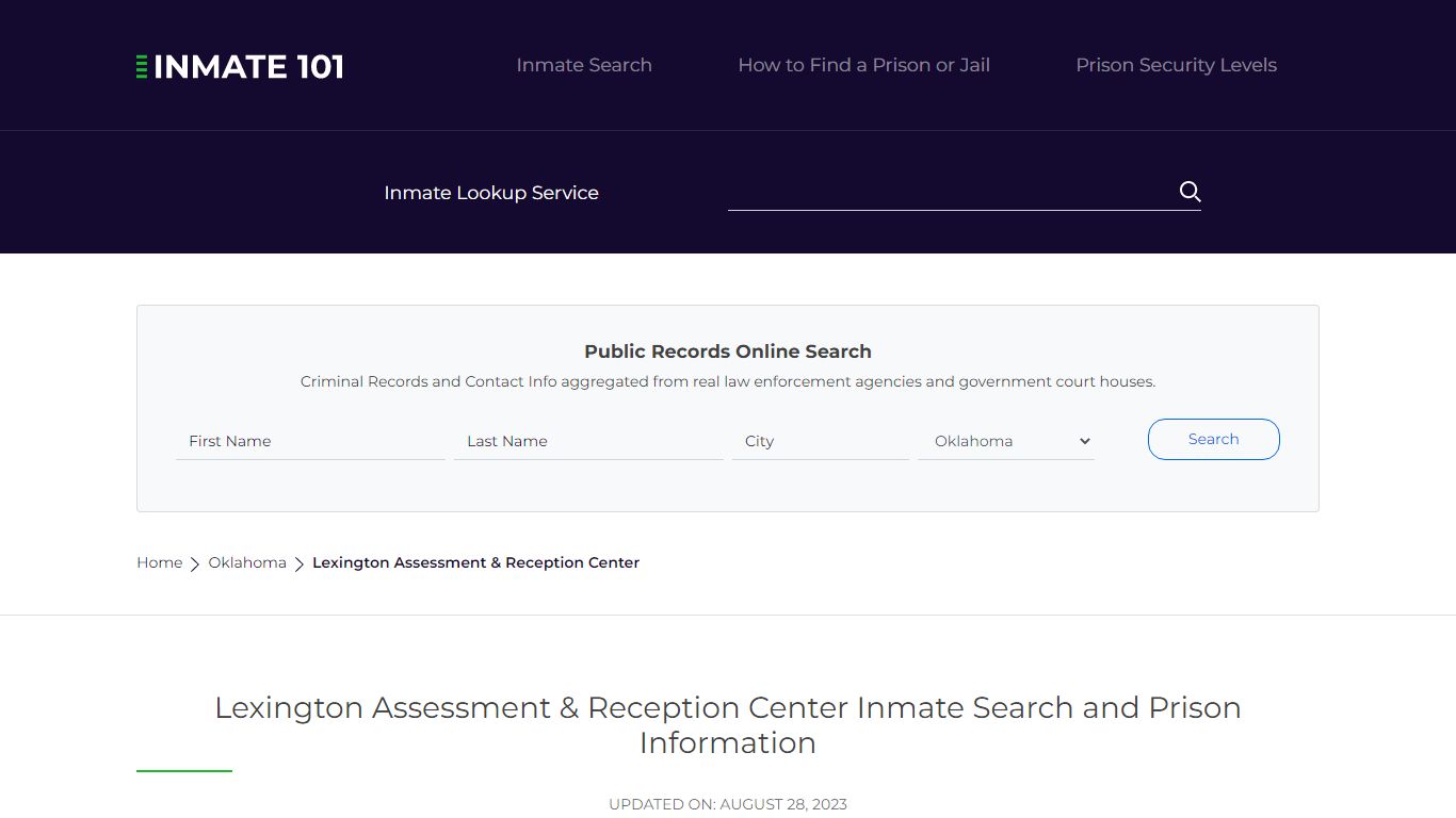 Lexington Assessment & Reception Center Inmate Search, Visitation ...