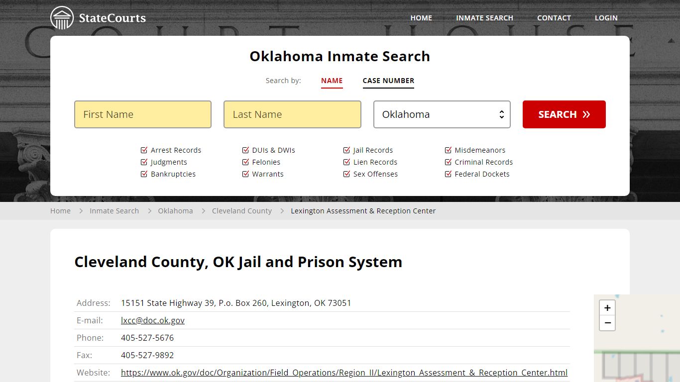 Lexington Assessment & Reception Center Inmate Records Search, Oklahoma ...